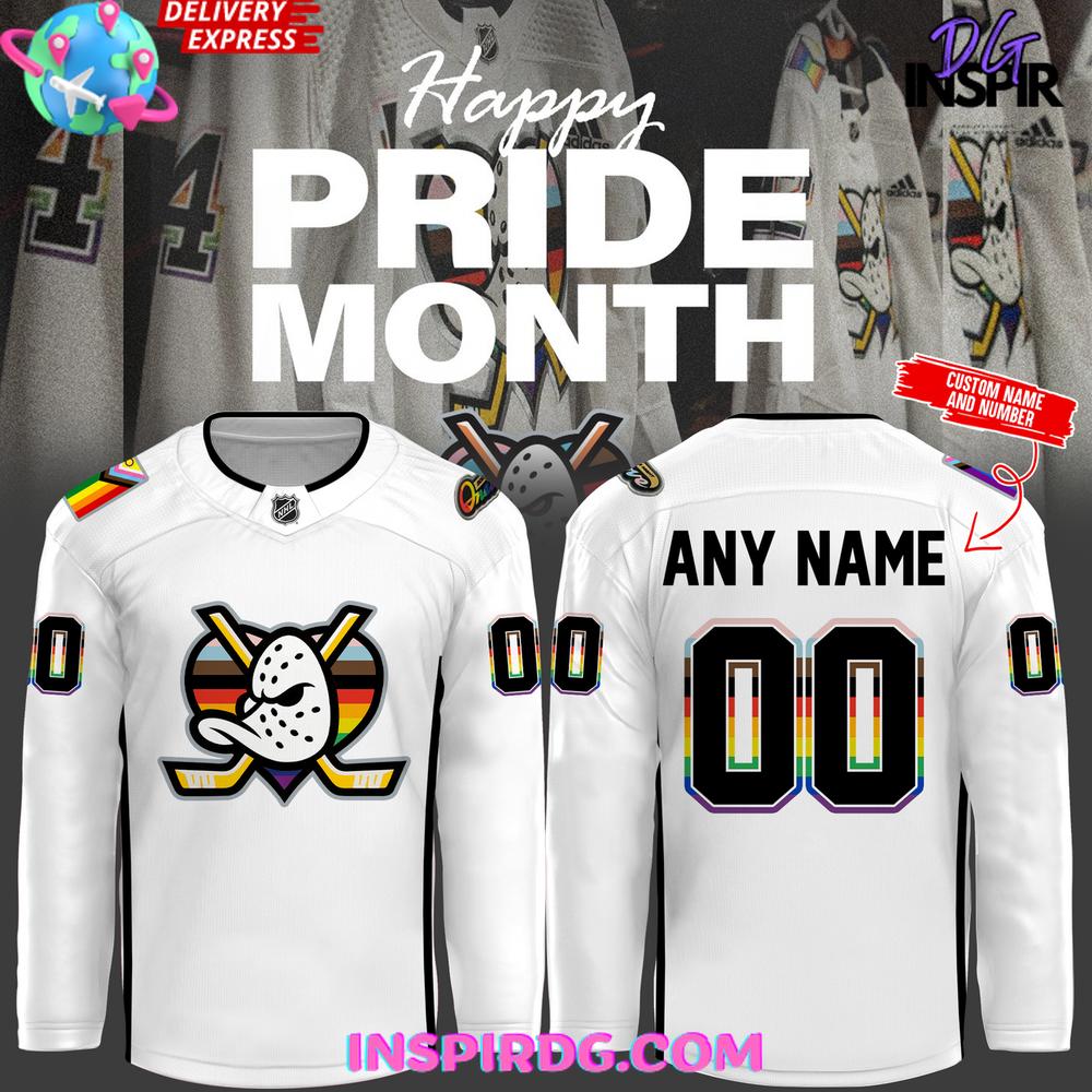 Anaheim Ducks Happy Pride Night 2025 White Hockey Jersey