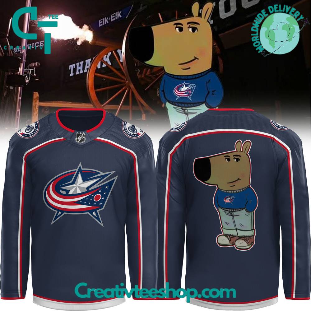 Columbus Blue Jackets Just A Chill Guy Meme Hockey Jersey