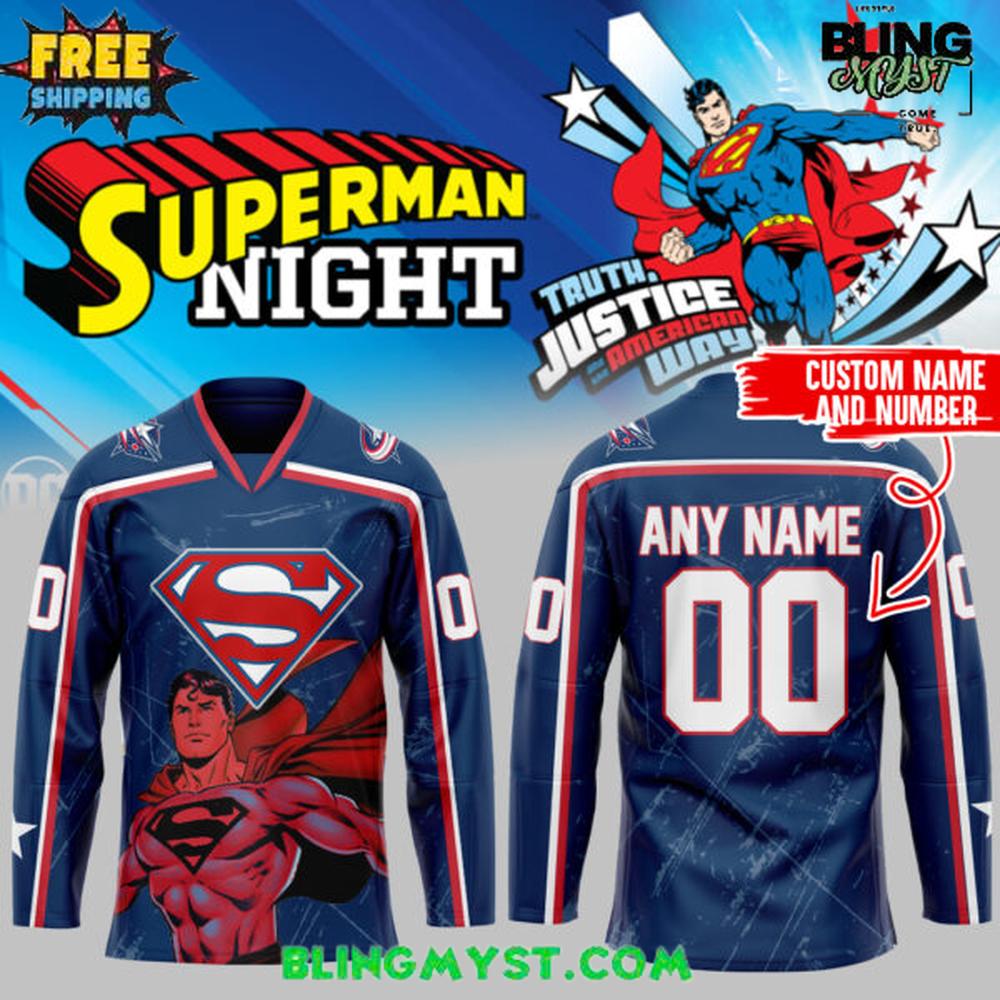 Columbus Blue Jackets Superman Night Special Hockey Jersey
