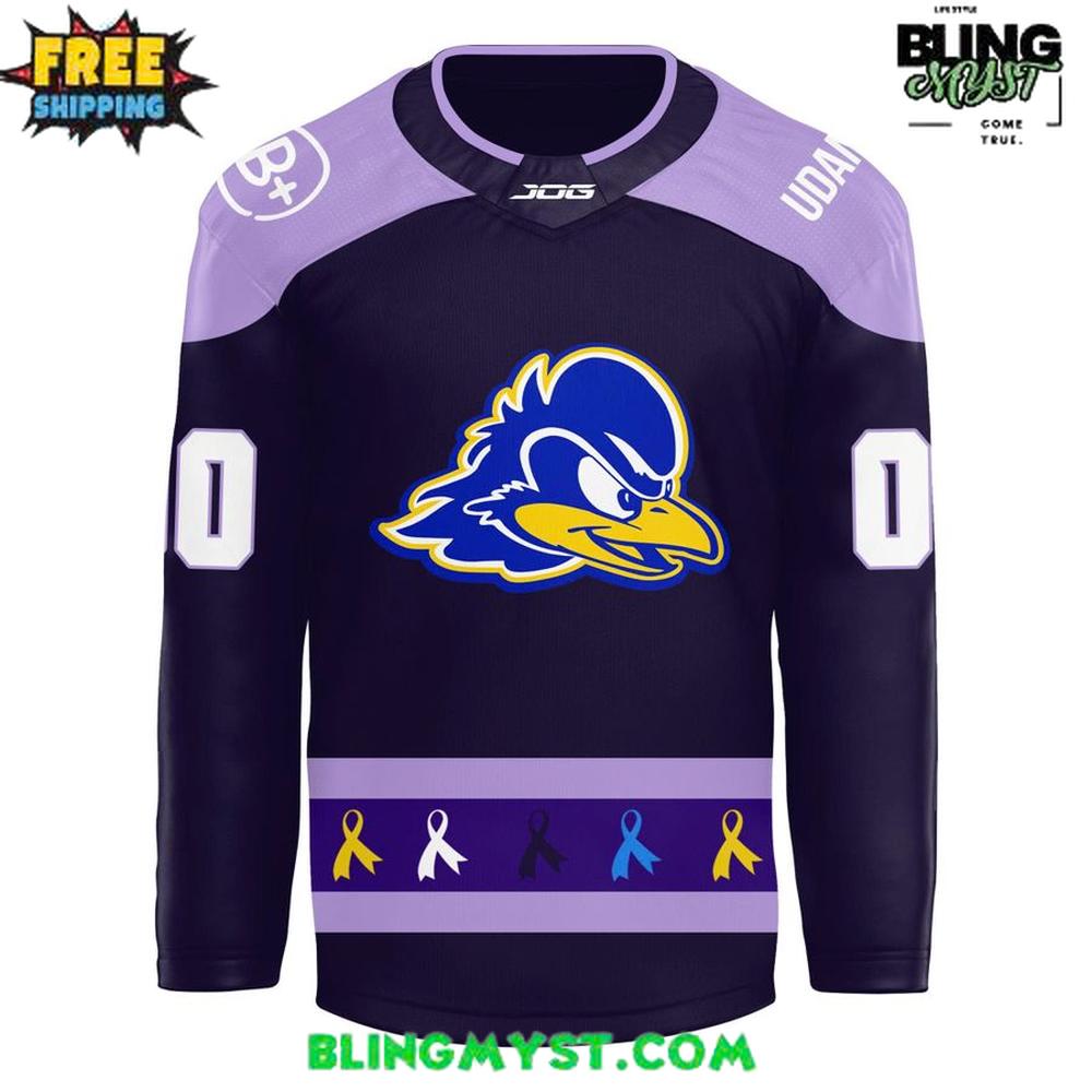 Delaware Blue Hens Fights Cancer Special Hockey Jersey
