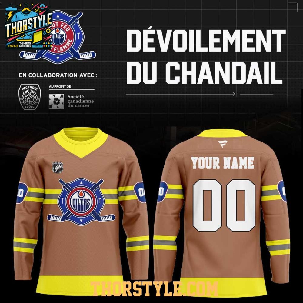 Edmonton Oilers Firefighter Tout Feu Tout Flamme 2026 Hockey Jersey
