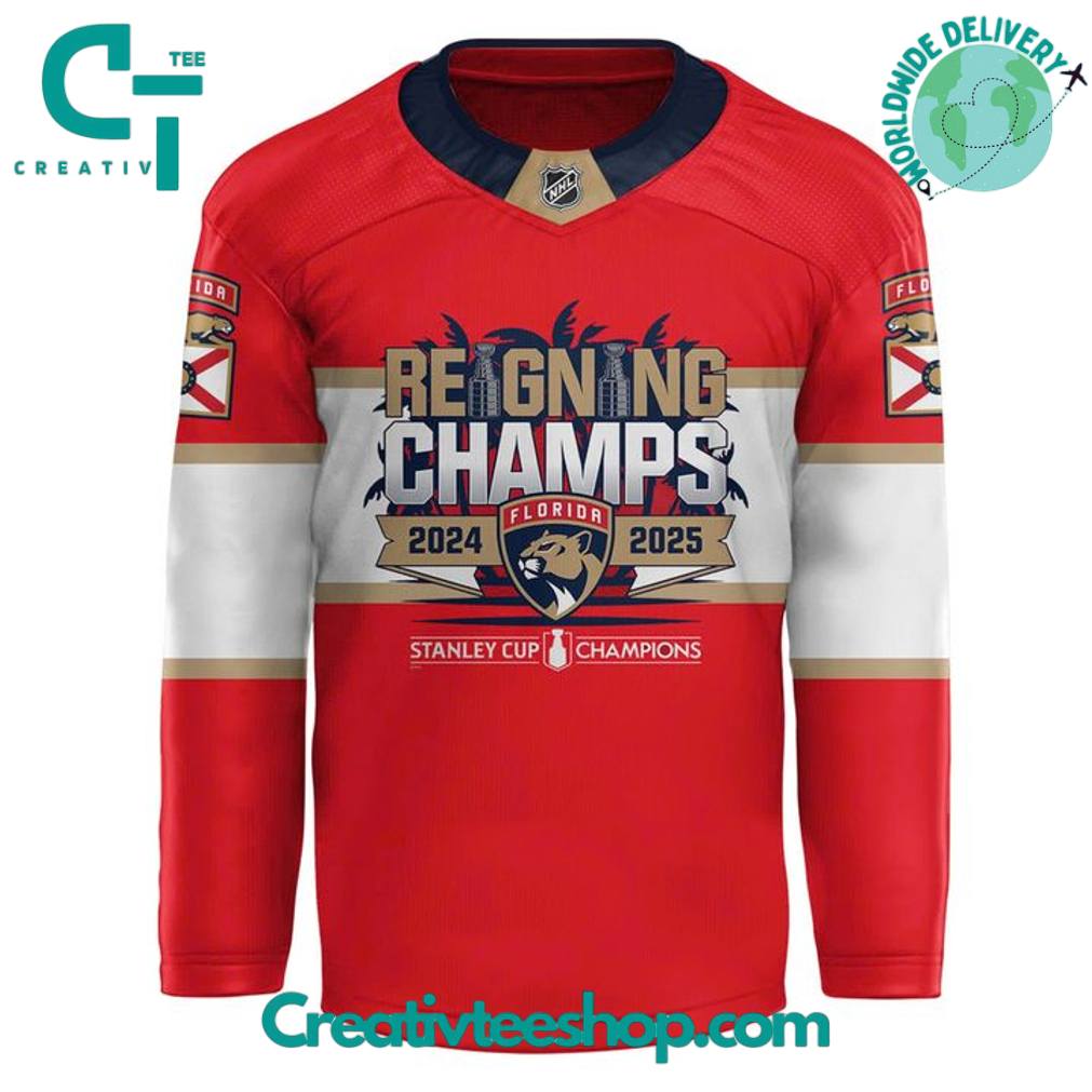 Florida Panthers 2025 Stanley Cup Champions Custom Red Hockey Jersey