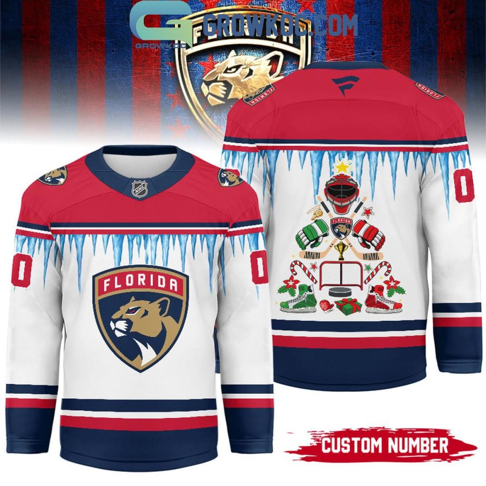 Florida Panthers Christmas Tree Custom Hockey Jersey