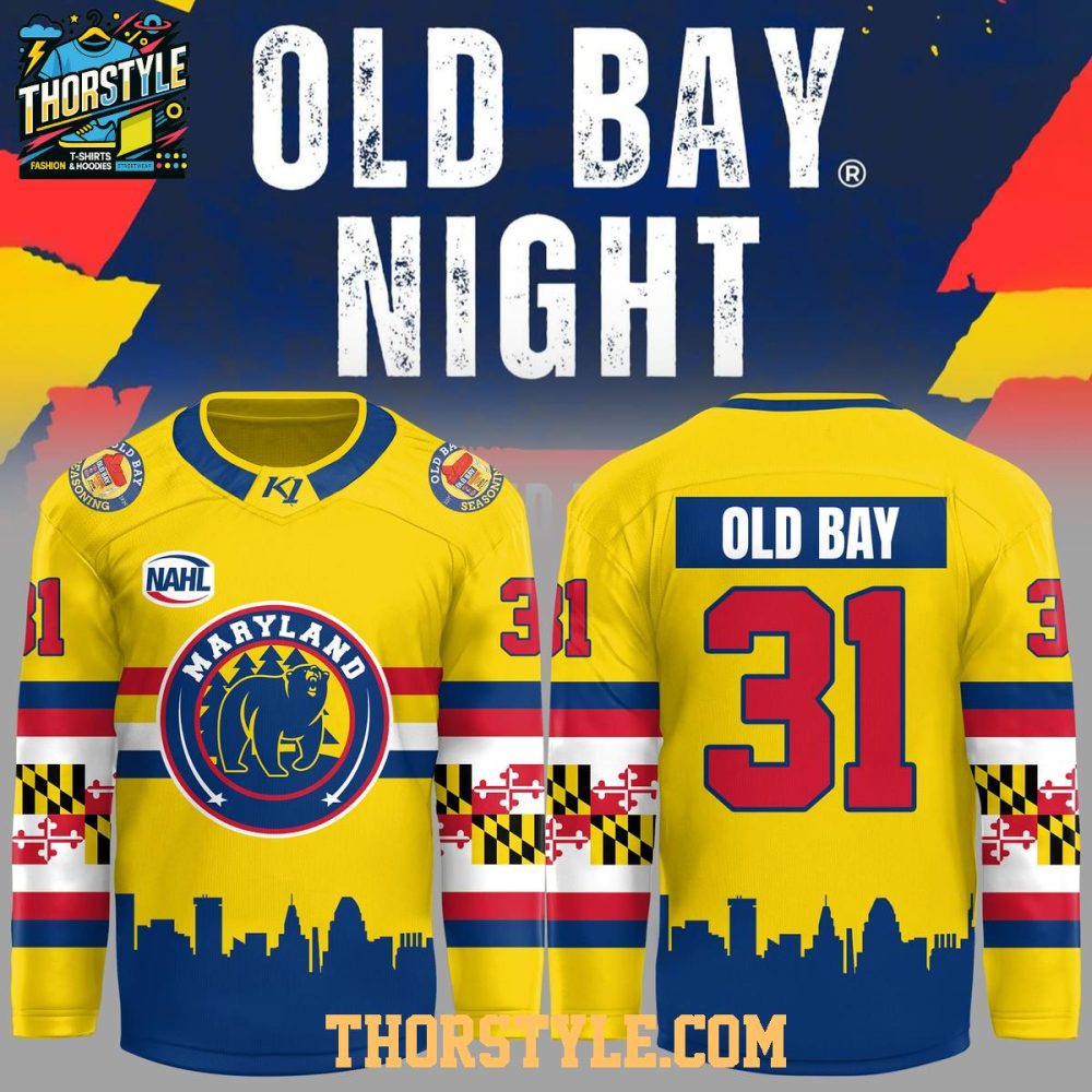 Maryland Black Bears Old Bay Night 2026 Personalized Hockey Jersey