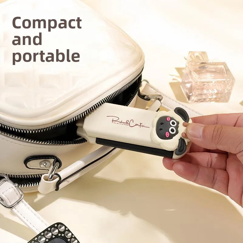 Portable Folding Hairbrush Massage Comb Long Hair Airbag Ladies Girls Stylish Air Cushion Comb Compact Mirror Integrated