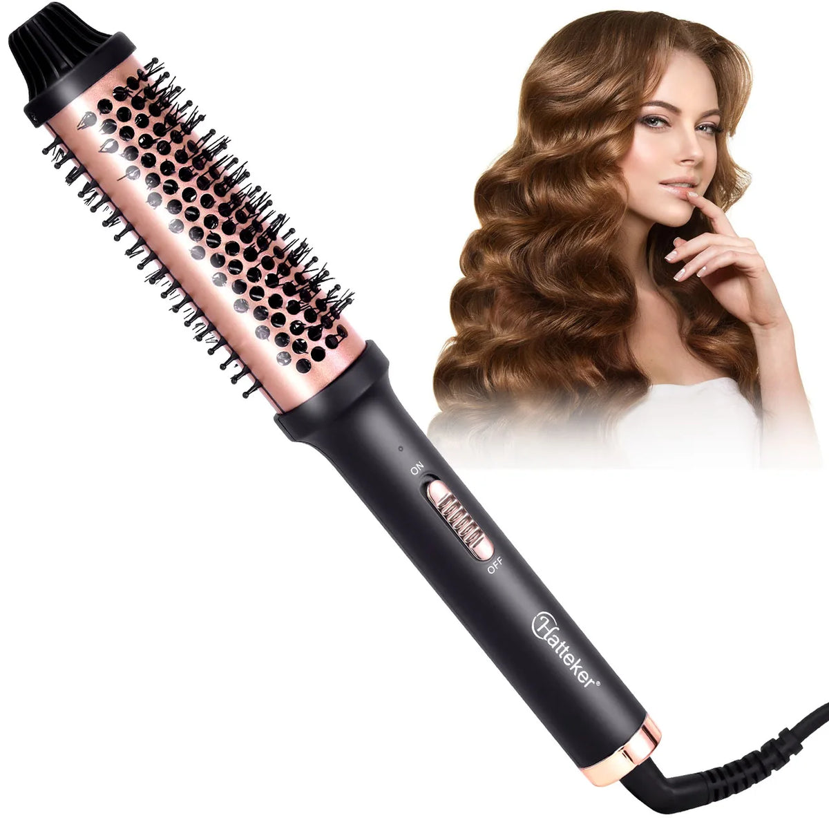 Hatteker Home Use Electric Curling Comb Long Short Hair Styling Brush Heat Resistant Hairdressing Tool Inner Buckle Curl
