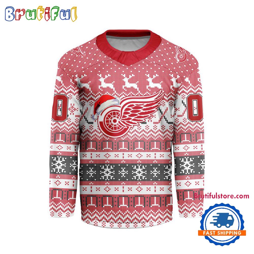 Detroit Red Wings 2025 NHL Christmas Personalized Hockey Jersey Design