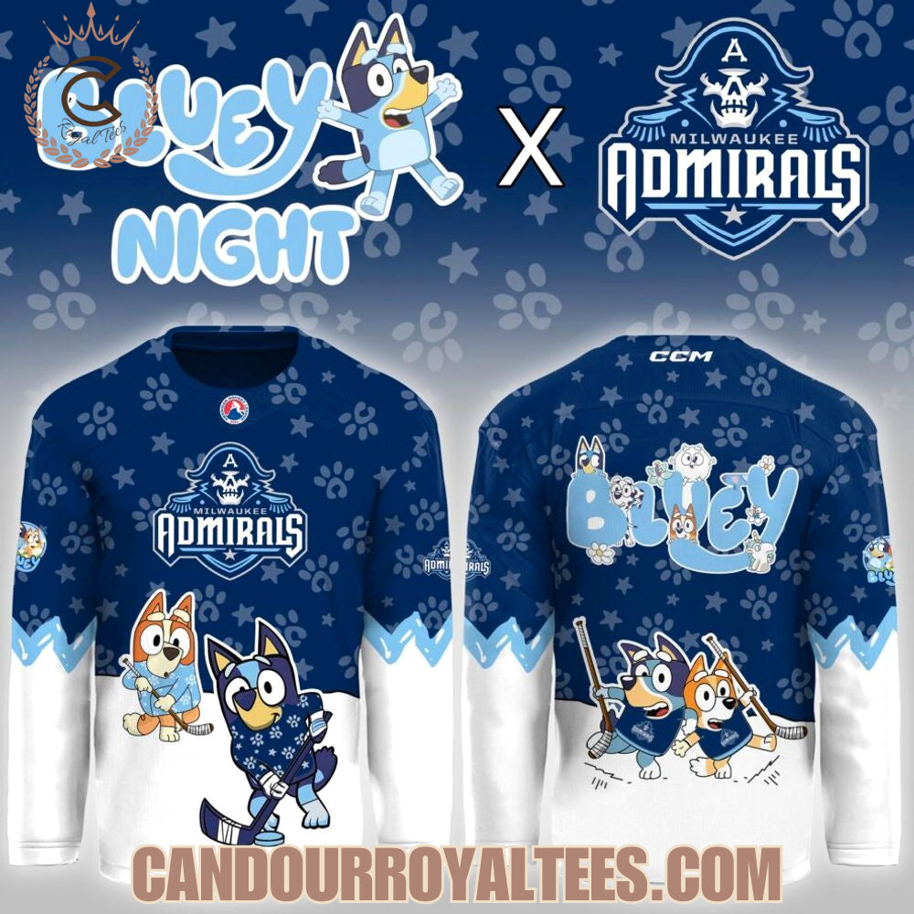 Milwaukee Admirals Bluey Night Game Hockey Jersey
