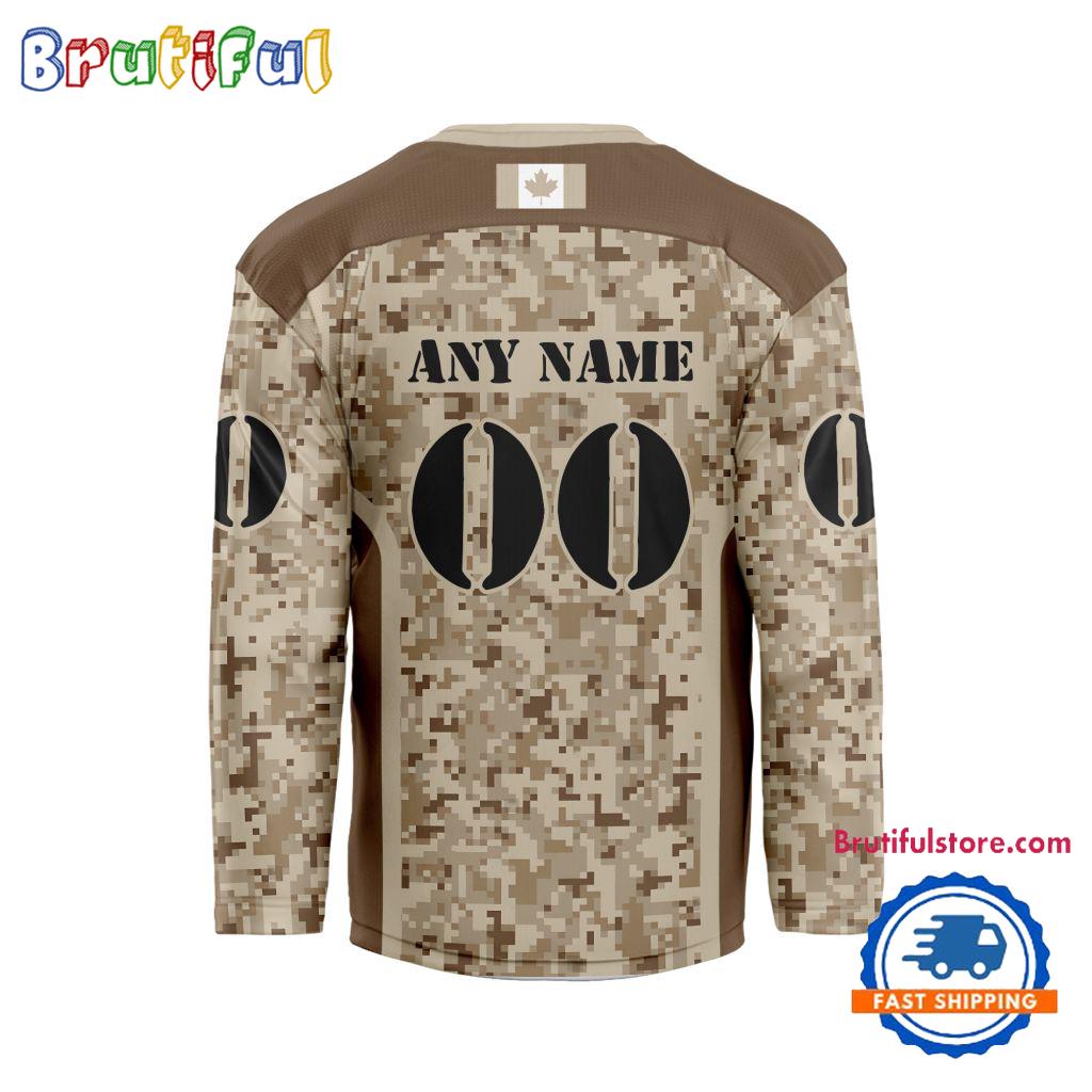 NHL Edmonton Oilers Special Veterans Military Desert Camouflage Design Hockey Jersey
