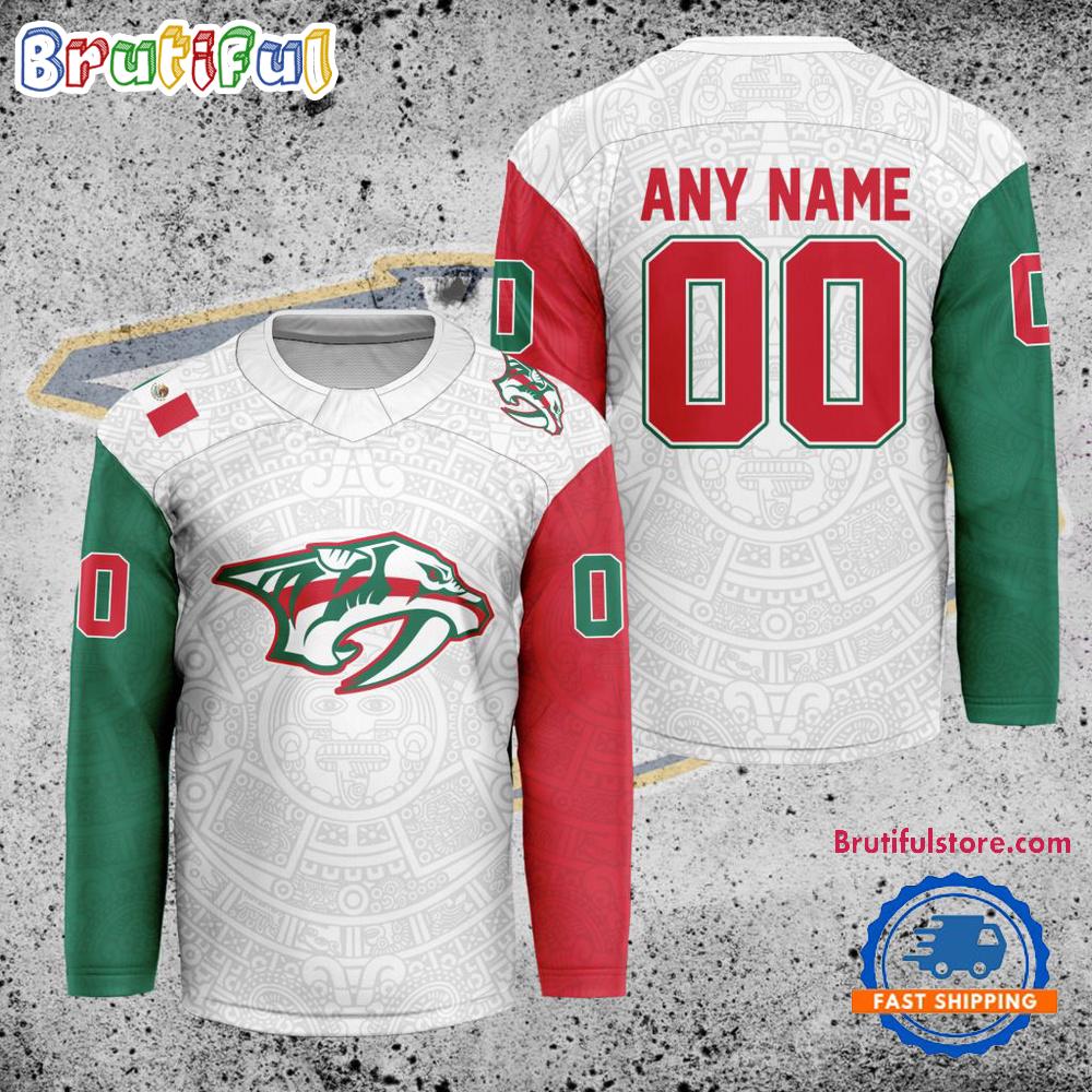 NHL Nashville Predators Personalized Mexican Heritage Hockey Jersey